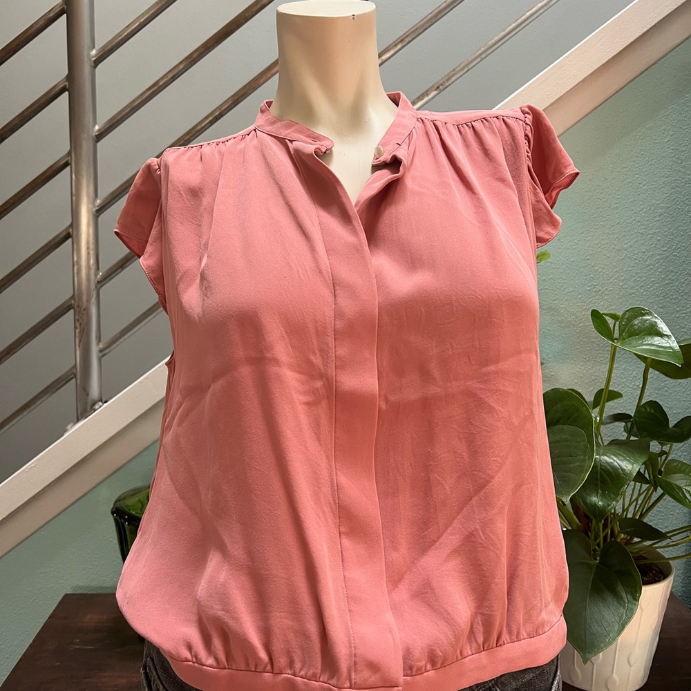 Theory Dusty Rose Cap-Sleeve Blouse